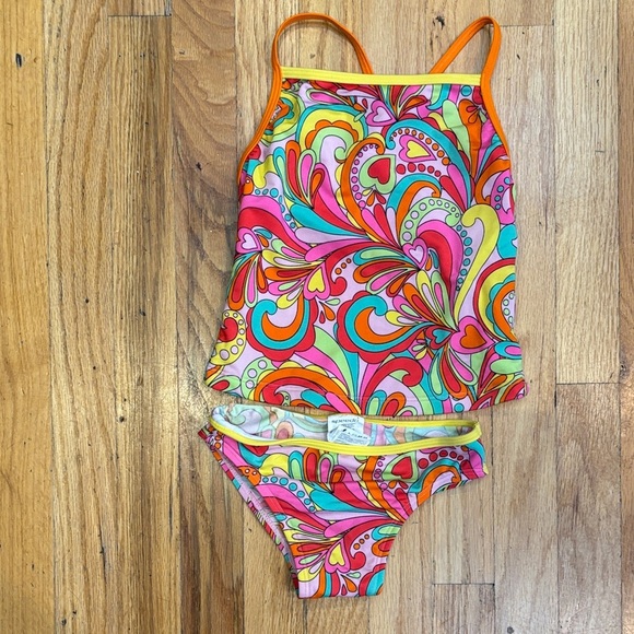 Speedo Kids Bikini tankini  - Bright Pink and Orange Swirl - Picture 1 of 5